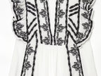 Women's Contrast Embroidered V-Neck Dress