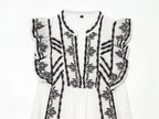 Women's Contrast Embroidered V-Neck Dress