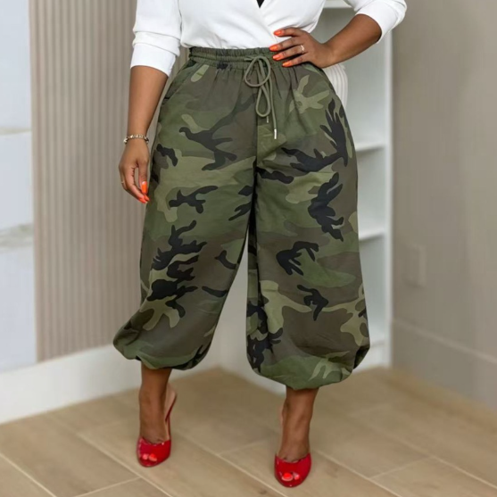 Women's Camouflage High-Waist Cargo Pants