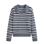 Women's Striped Zip-Up Sweater