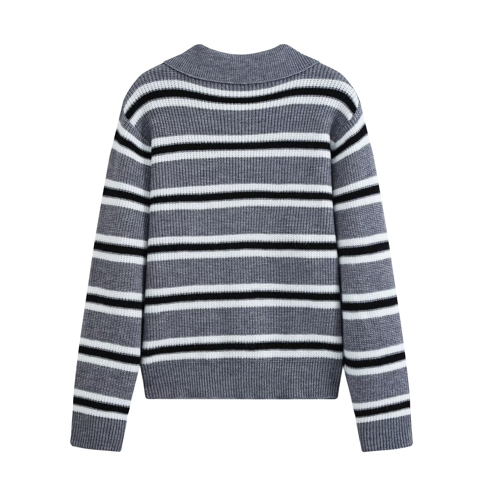 Women's Striped Zip-Up Sweater