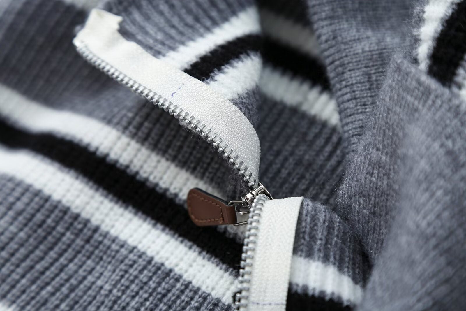 Women's Striped Zip-Up Sweater