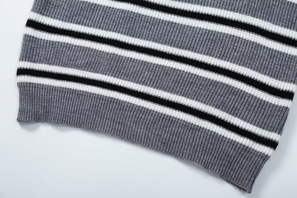 Women's Striped Zip-Up Sweater