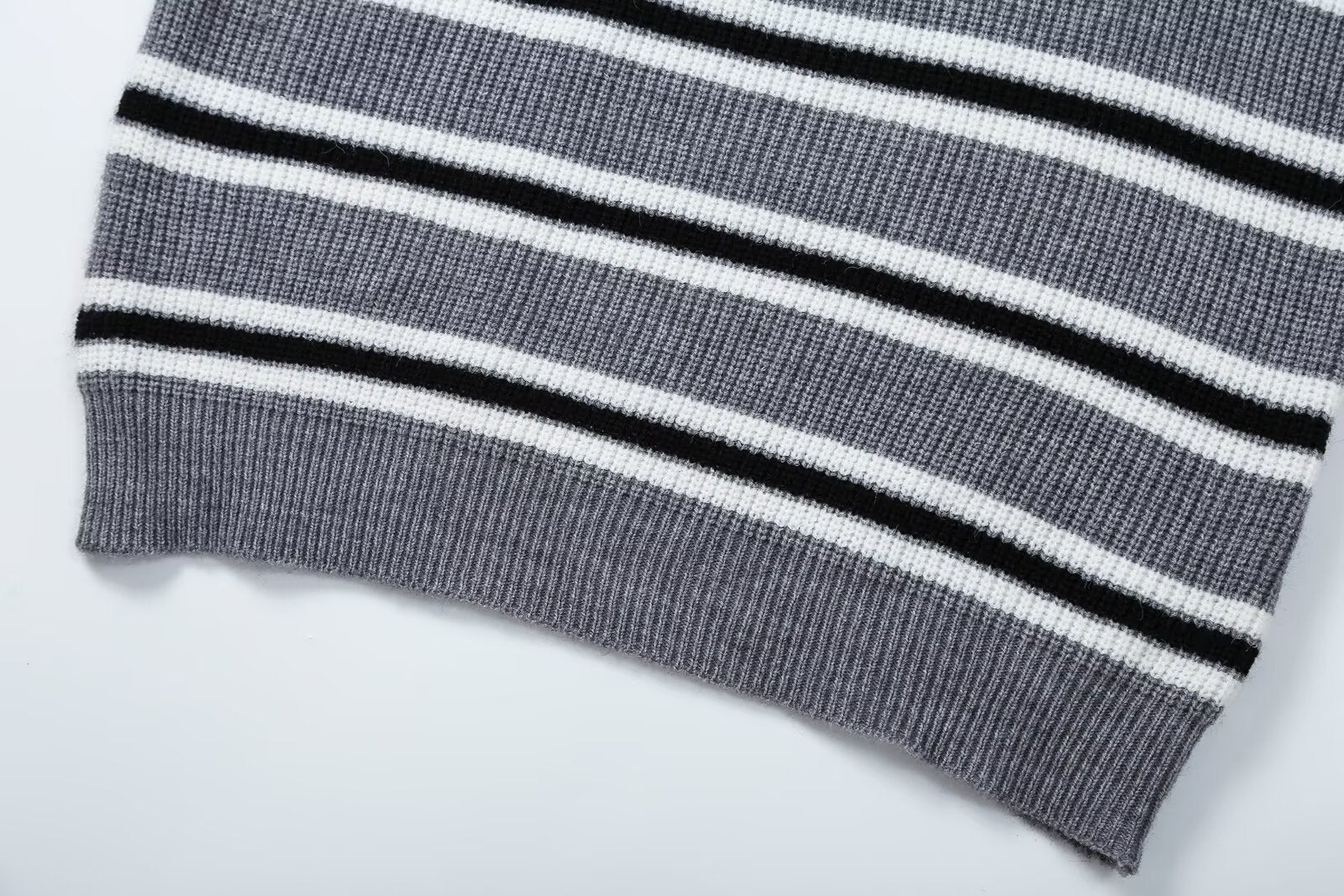 Women's Striped Zip-Up Sweater