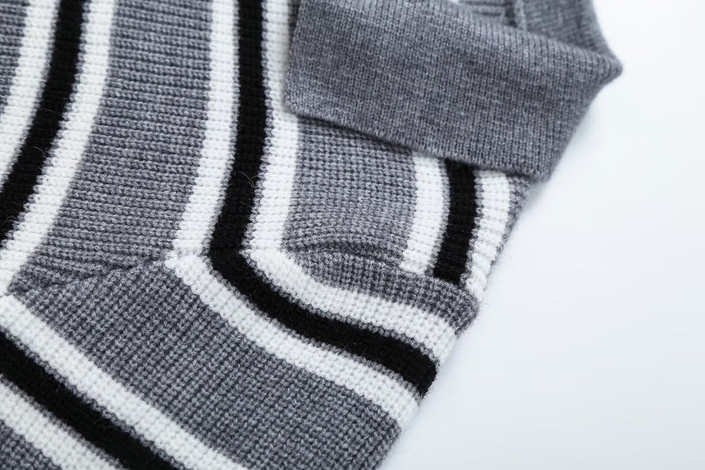 Women's Striped Zip-Up Sweater