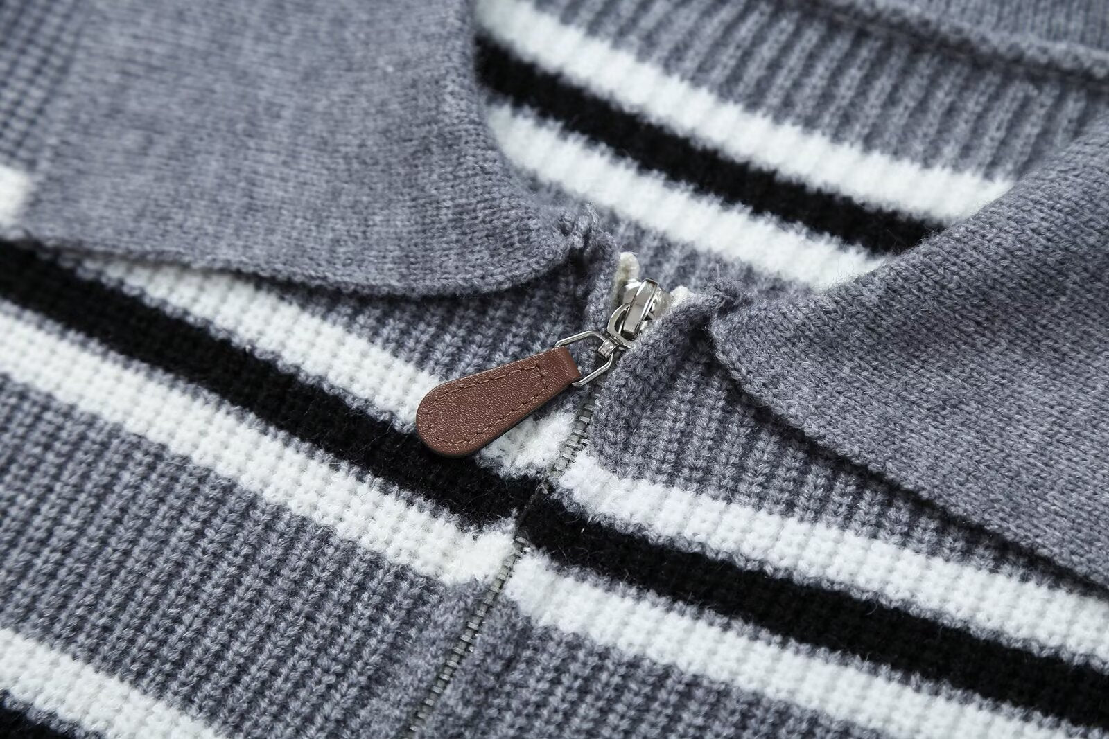 Women's Striped Zip-Up Sweater