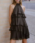 Women Clothing Summer Knot Laminated Decoration Short Dress