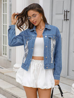 Women's Lace Detail Denim Jacket