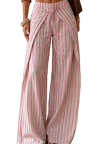 Women's Striped Adjustable-Waist Pants