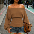 Women's Off-Shoulder Batwing Sleeve Sweater