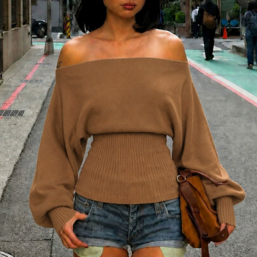 Women's Off-Shoulder Batwing Sleeve Sweater
