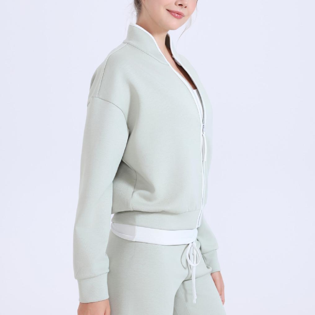 Women's Contrast-Trim Zip-Up Sports Jacket