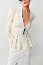Women's Tailored Padded-Shoulder Blazer