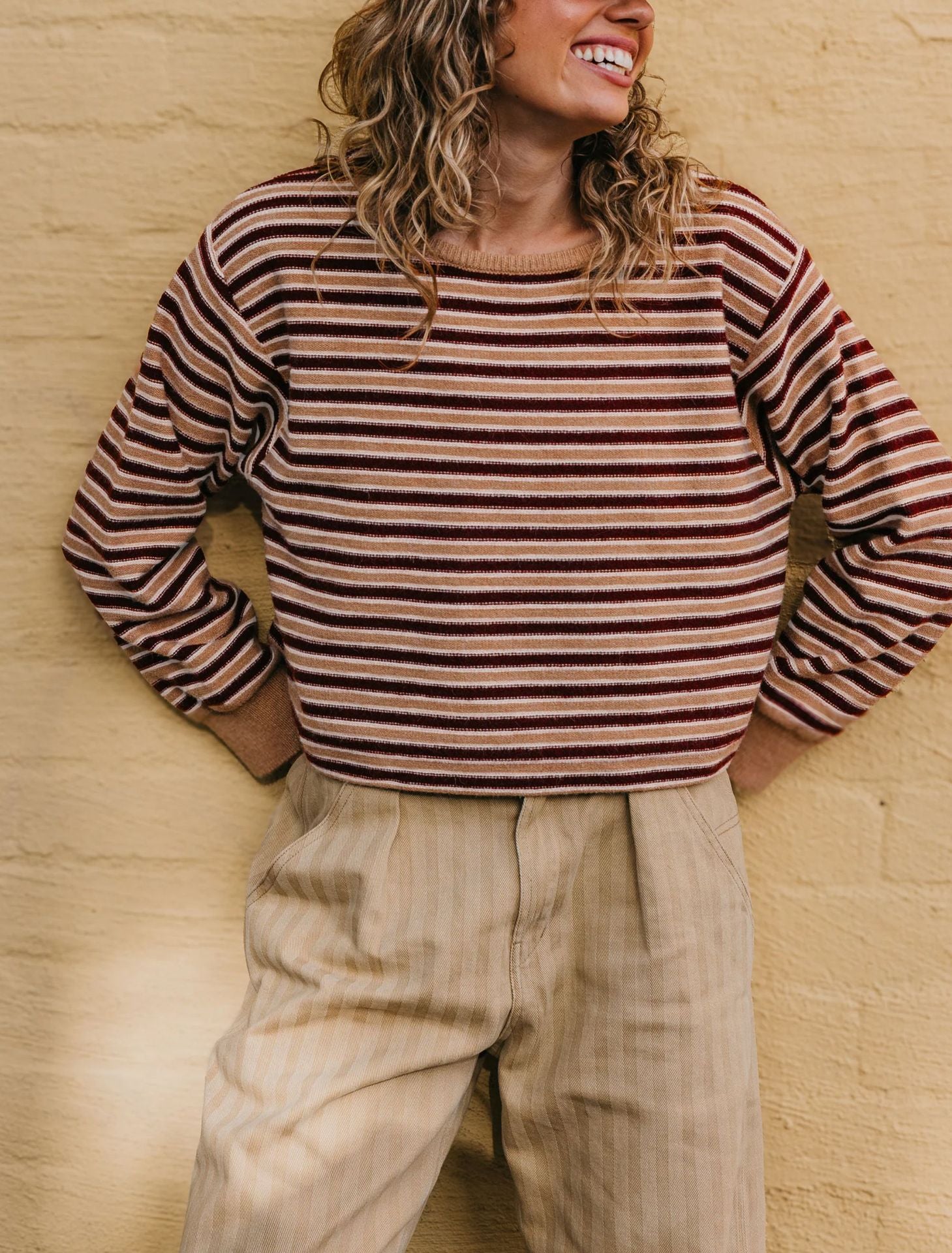 Women's Striped Contrast-Knit Sweater