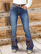 Women's Beaded Embroidered High-Rise Slim Jeans