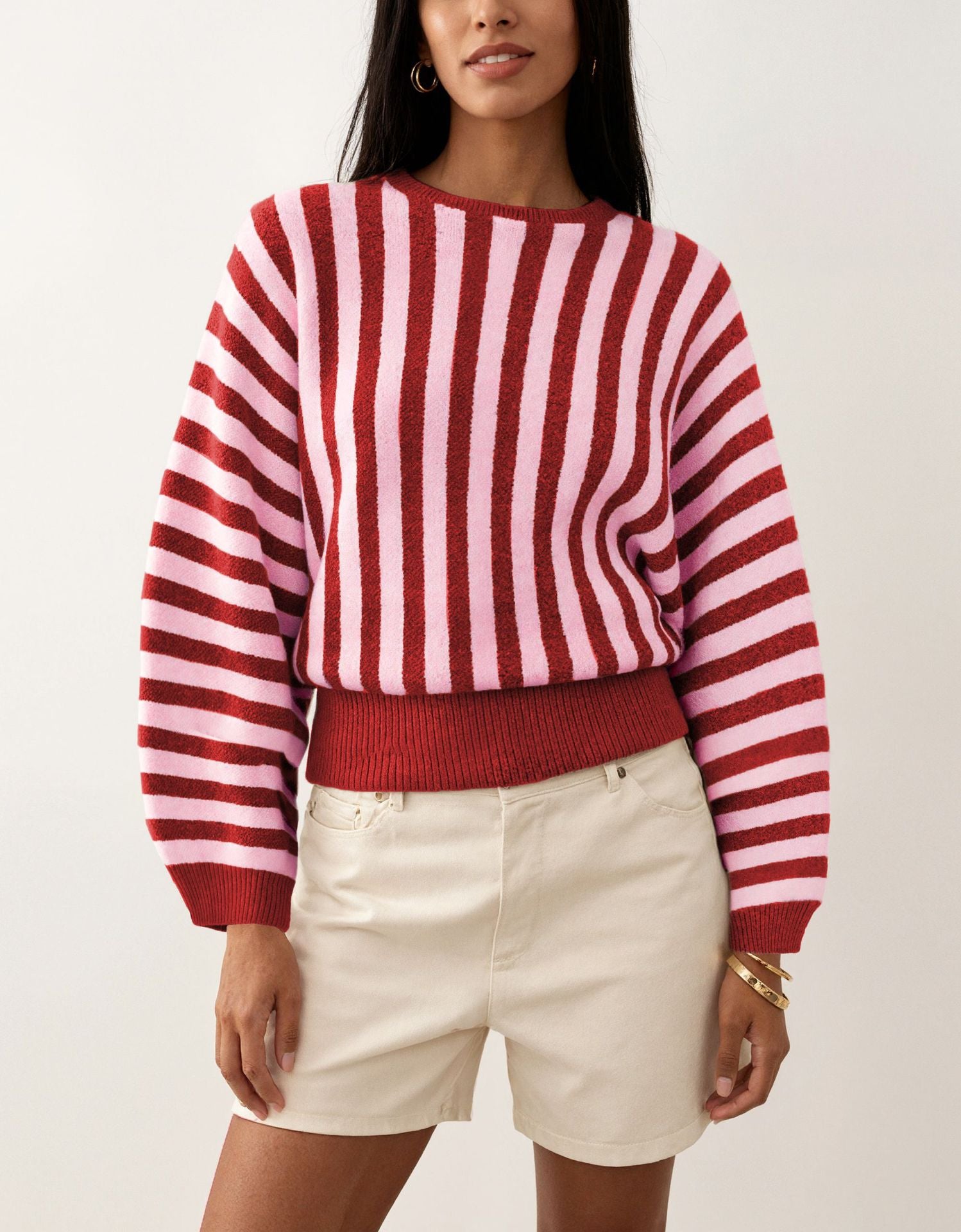 Women's Autumn Winter Striped Long-Sleeved Sweater Sweater Pullover Top