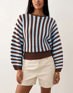 Women's Autumn Winter Striped Long-Sleeved Sweater Sweater Pullover Top