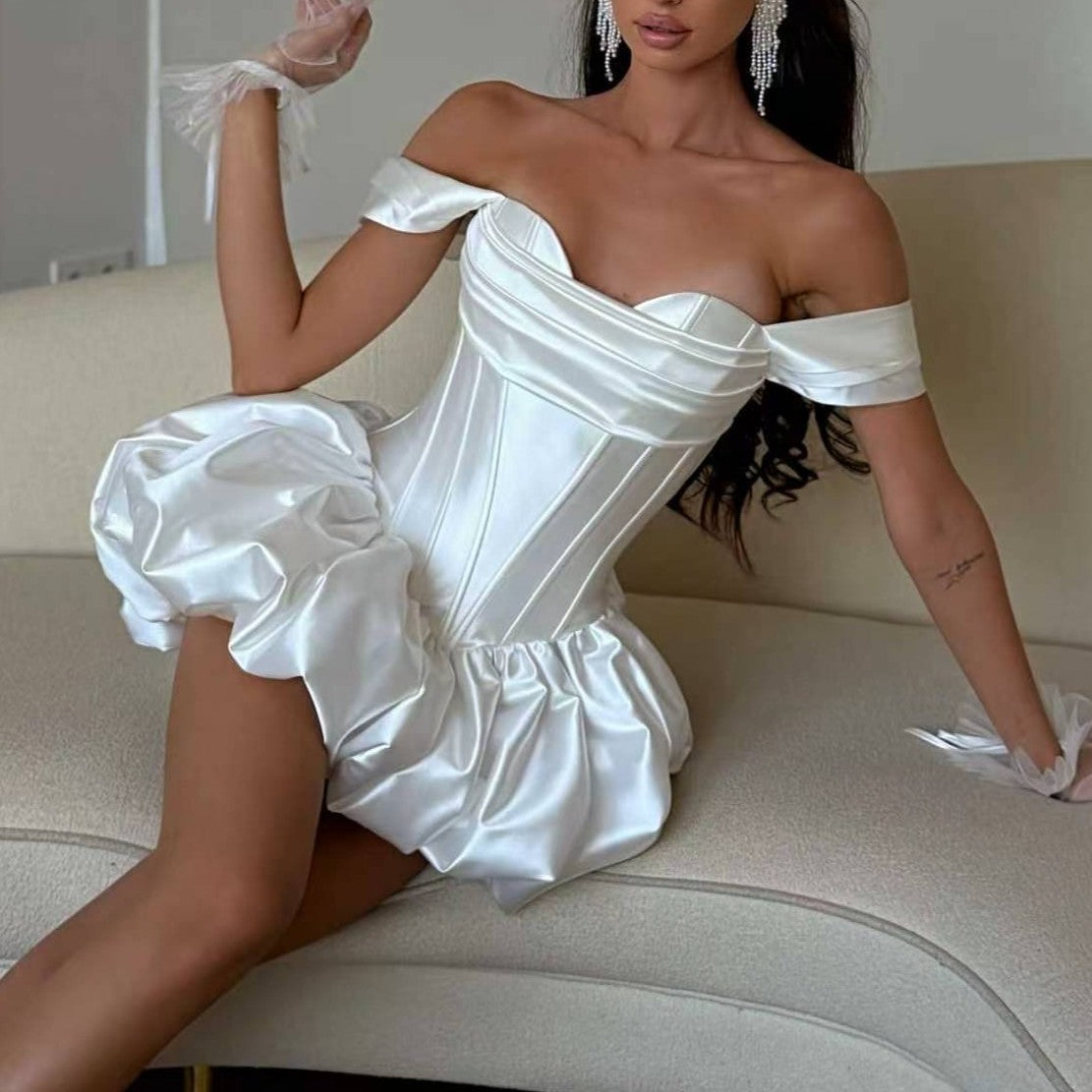 Women's Off-Shoulder Boned Corset Mini Dress