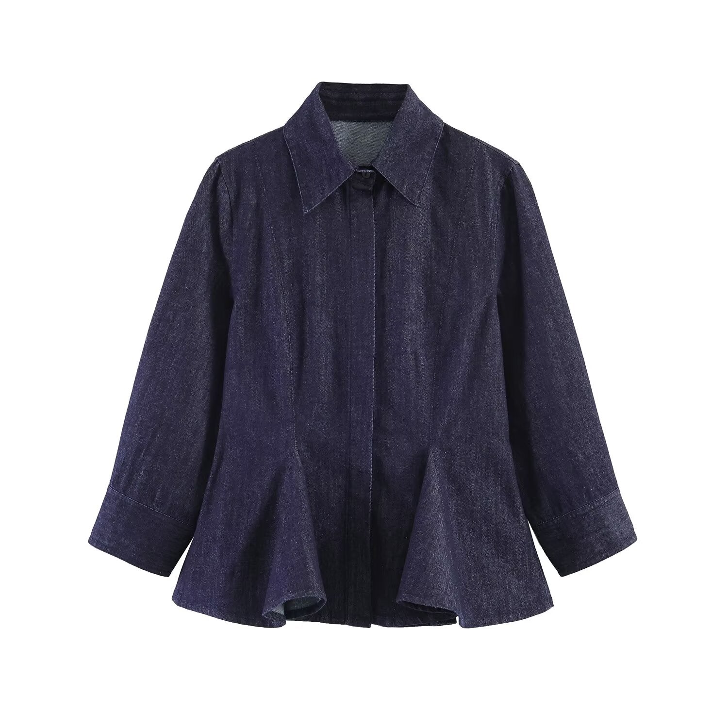 Women Clothing Top Short Skirt Hem Shirt