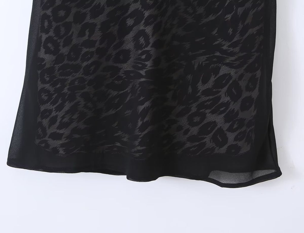 Women's Vintage Leopard Print Halter Spaghetti Straps Dress Women Sexy Big Backless Slim Fit Seaside Holiday Midi Dress