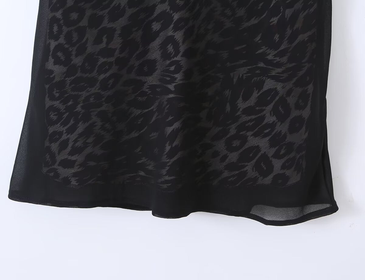 Women's Vintage Leopard Print Halter Spaghetti Straps Dress Women Sexy Big Backless Slim Fit Seaside Holiday Midi Dress