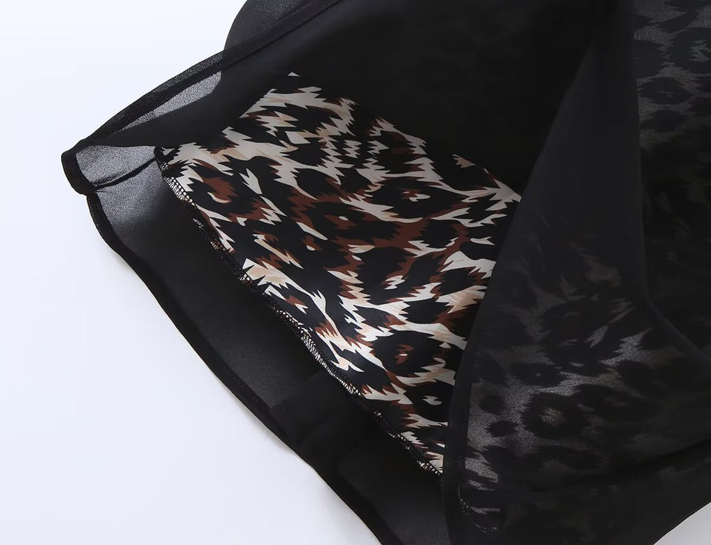 Women's Vintage Leopard Print Halter Spaghetti Straps Dress Women Sexy Big Backless Slim Fit Seaside Holiday Midi Dress
