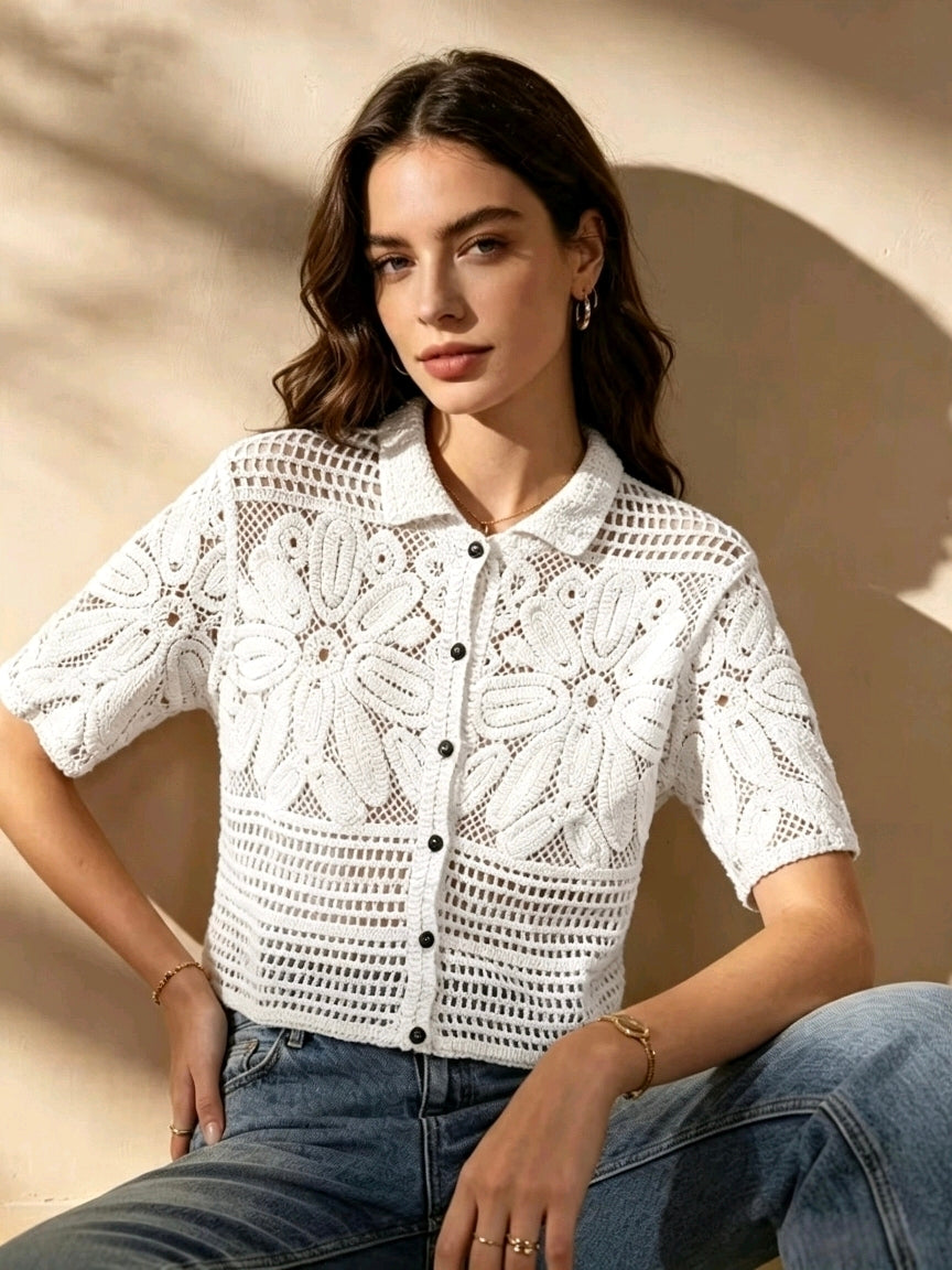 Women's Cropped Knit Cardigan