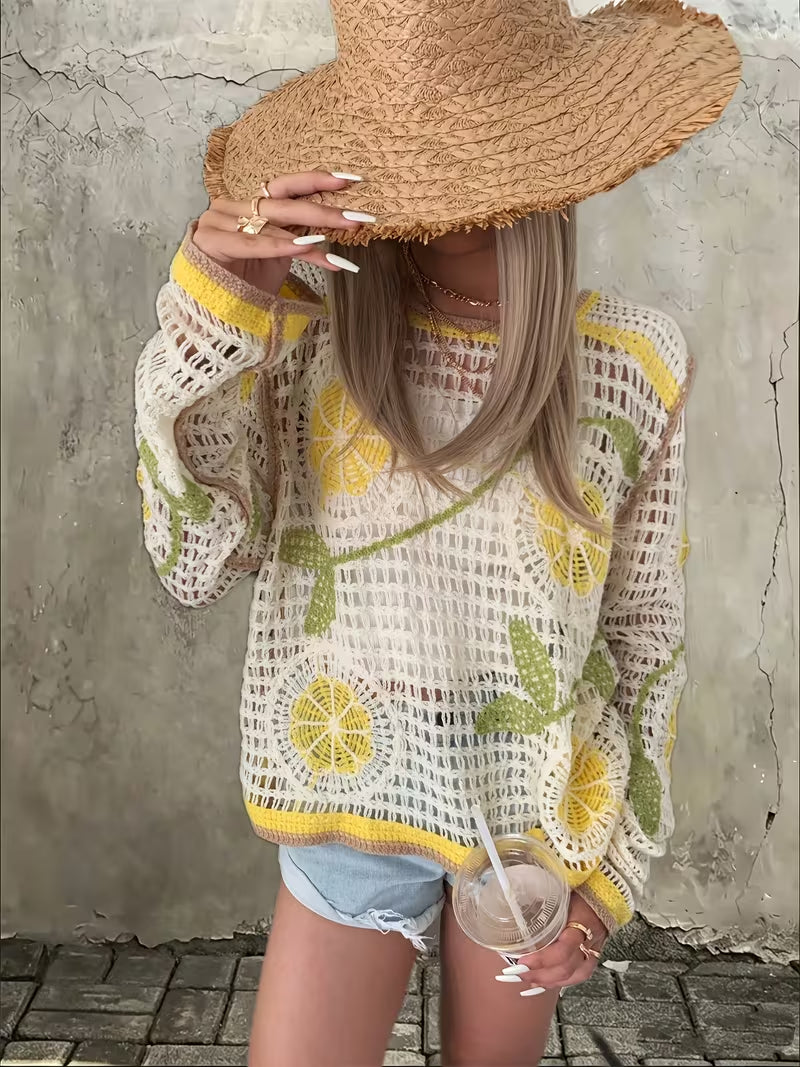Women's Patterned Knitted Long Sleeve Blouse