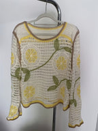 Women's Patterned Knitted Long Sleeve Blouse