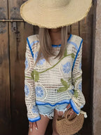 Women's Patterned Knitted Long Sleeve Blouse