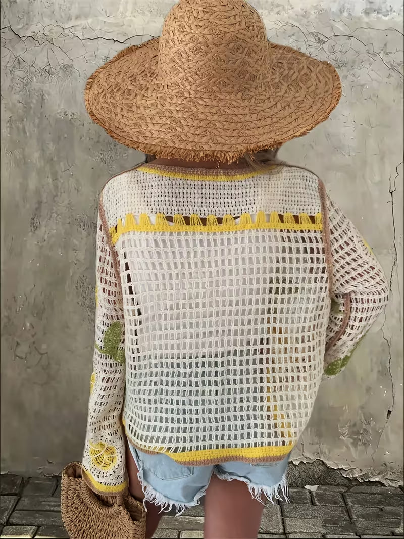 Women's Patterned Knitted Long Sleeve Blouse