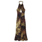 Women's Printed Halter Cutout Maxi Dress