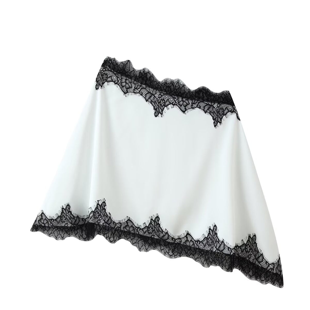 Women's One-Shoulder Lace Top & Mini Skirt Two-Piece Set