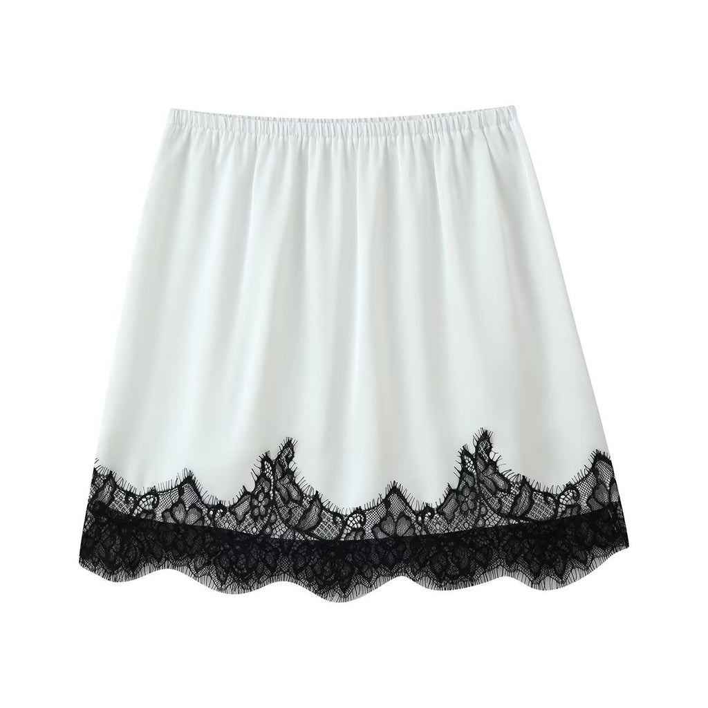 Women's One-Shoulder Lace Top & Mini Skirt Two-Piece Set