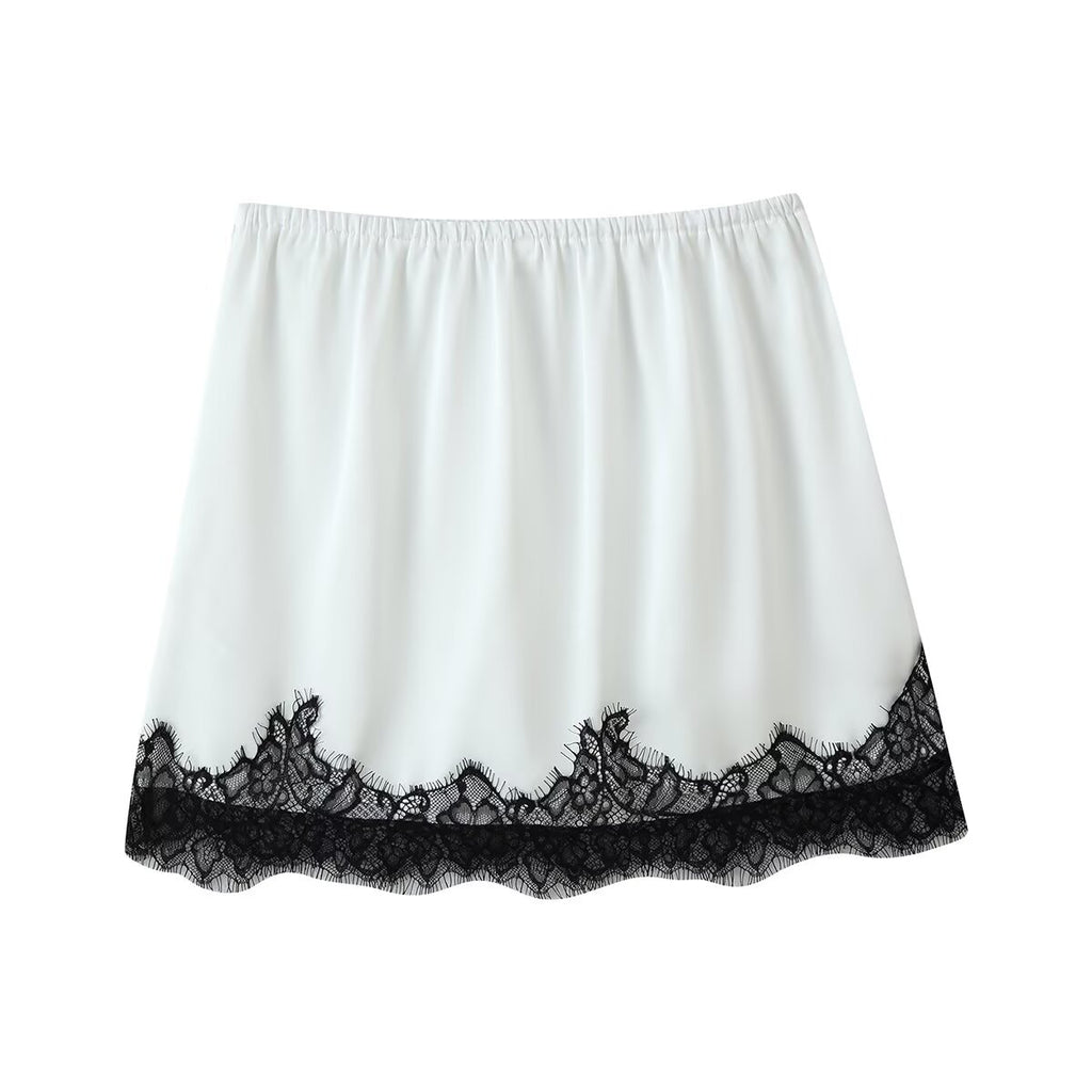 Women's One-Shoulder Lace Top & Mini Skirt Two-Piece Set