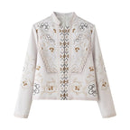 Women's Printed Stand-Collar Jacket