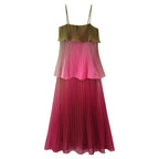 Women's Ombre Ruffle Pleated Cami Maxi Dress