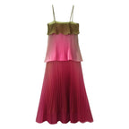 Women's Ombre Ruffle Pleated Cami Maxi Dress