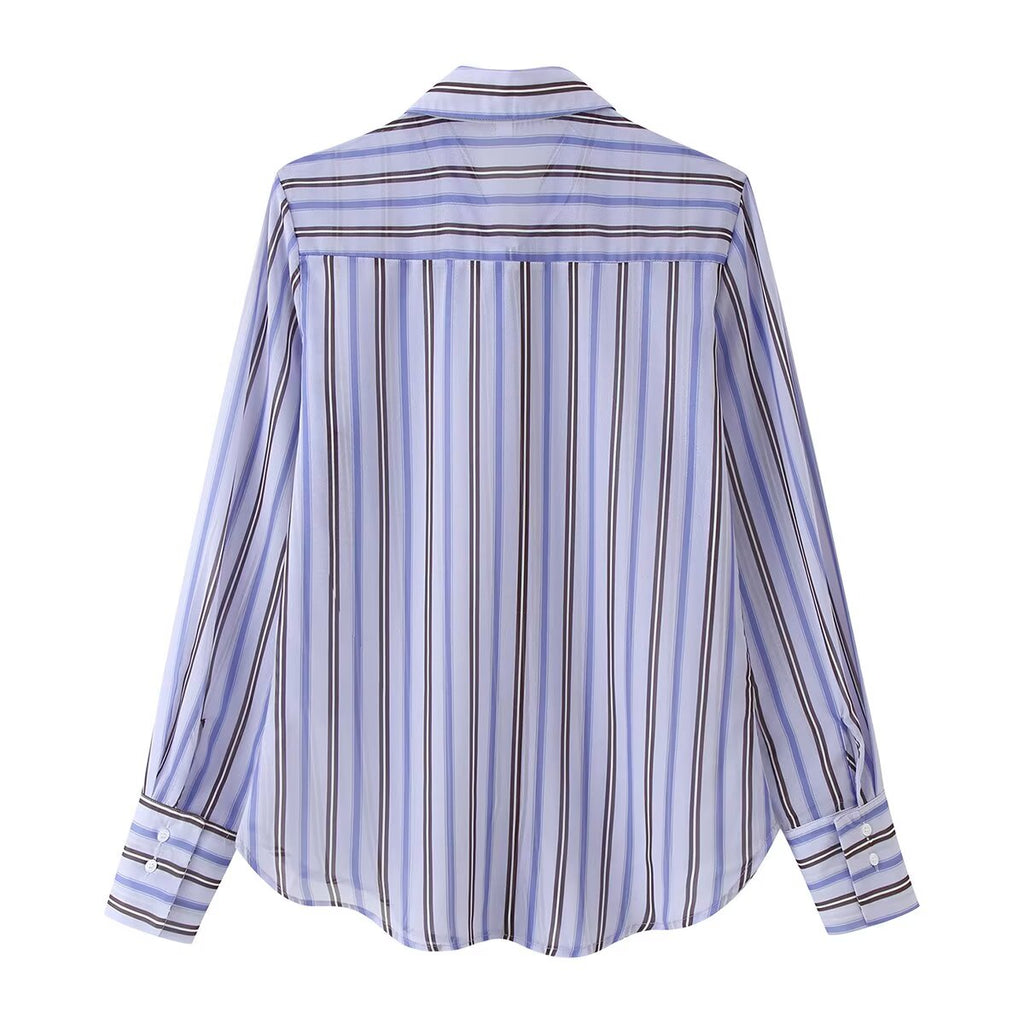 Women's Striped Shirt And Trousers Set