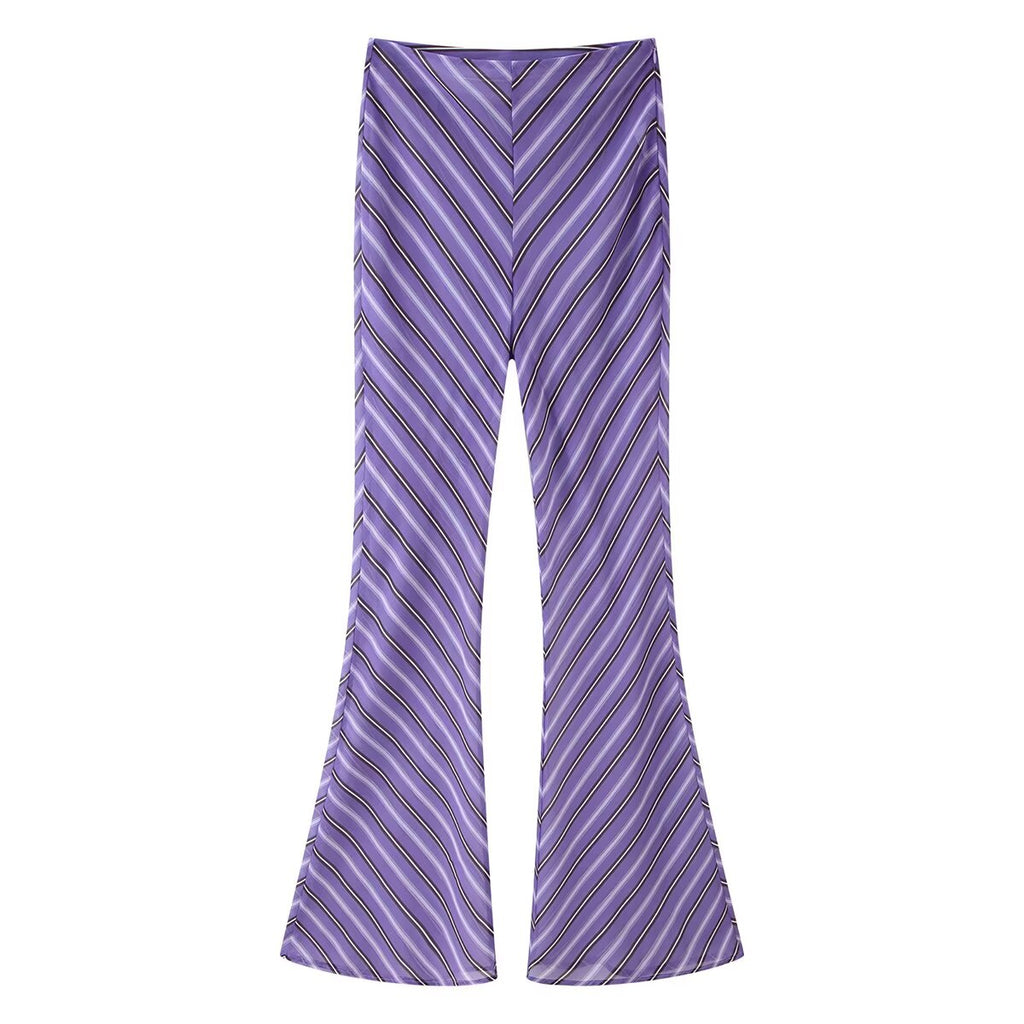 Women's Striped Shirt And Trousers Set