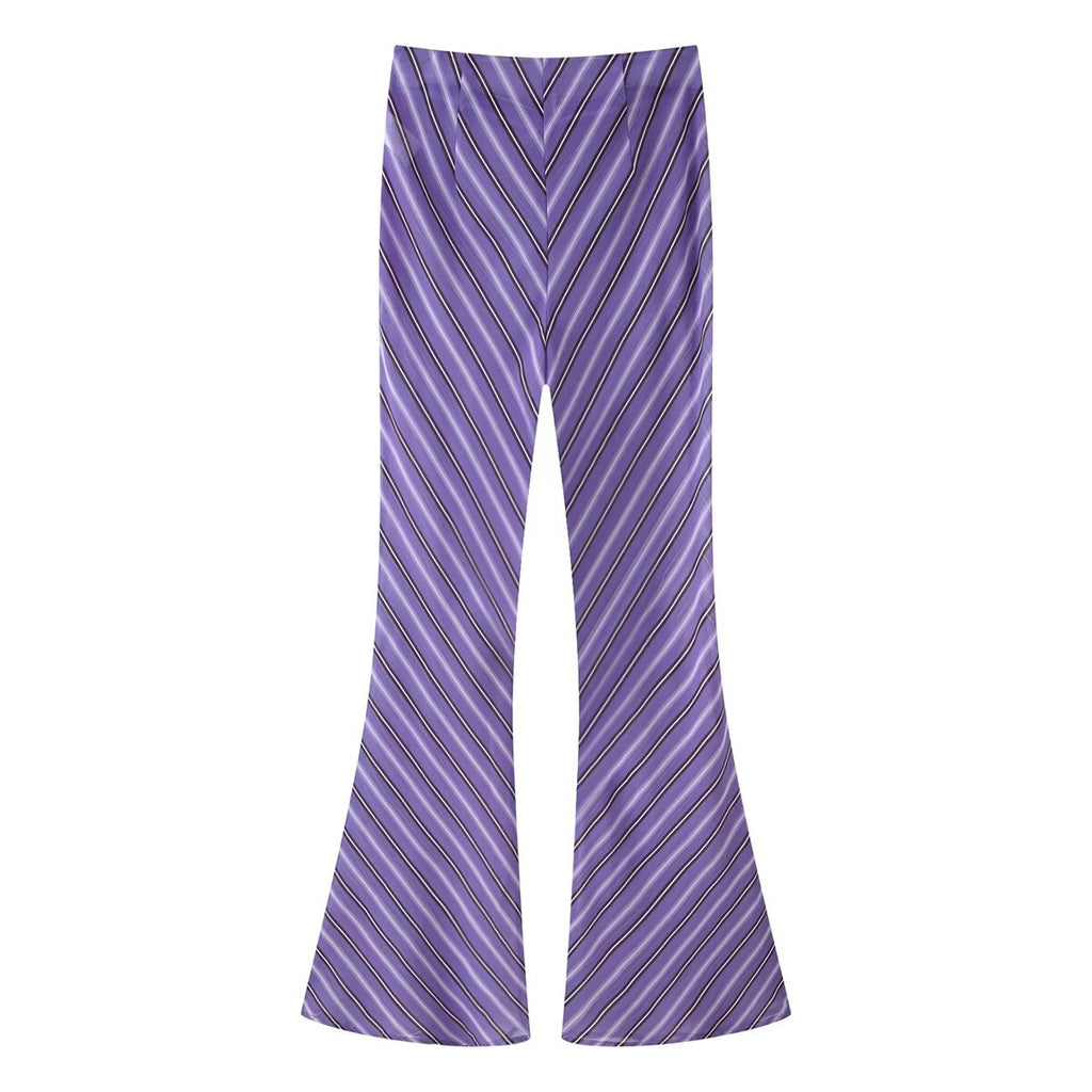 Women's Striped Shirt And Trousers Set
