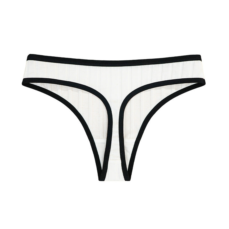 Women's Black And White T-Back Thong Briefs