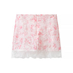 Women's Floral Embroidered Puff-Sleeve Top & Mini Skirt Set