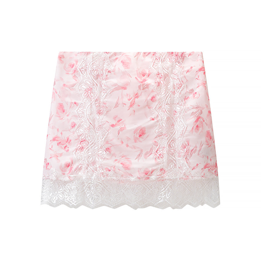 Women's Floral Embroidered Puff-Sleeve Top & Mini Skirt Set