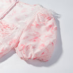 Women's Floral Embroidered Puff-Sleeve Top & Mini Skirt Set