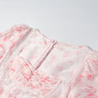 Women's Floral Embroidered Puff-Sleeve Top & Mini Skirt Set