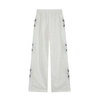 Women's Striped Embroidered Straight-Leg Trousers