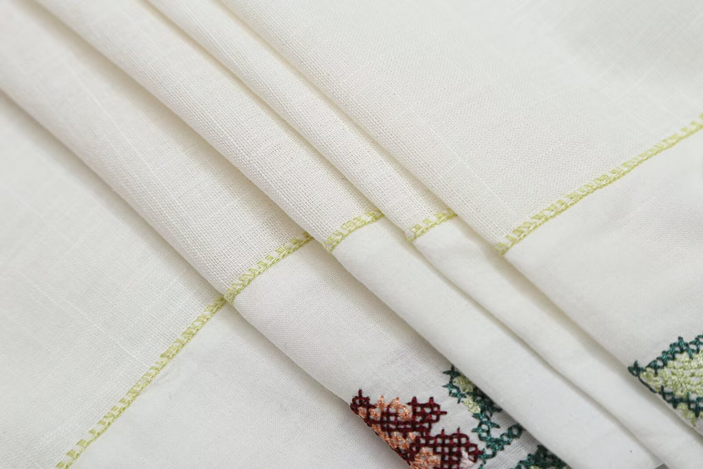 Women's Striped Embroidered Straight-Leg Trousers