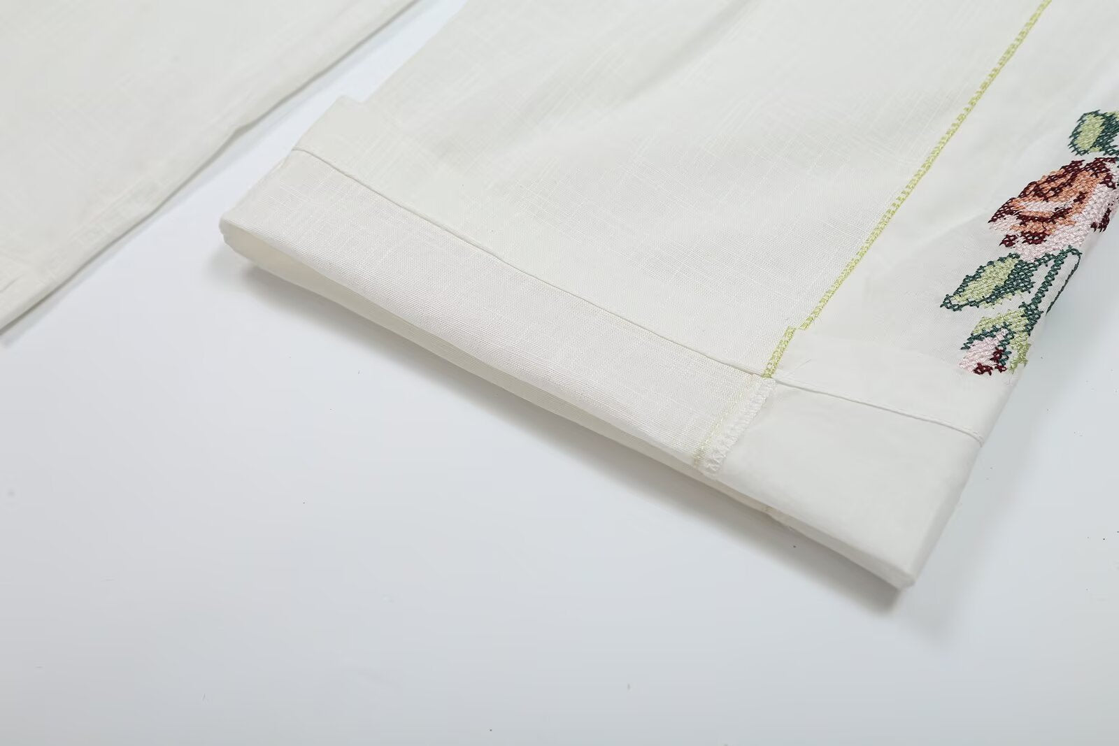 Women's Striped Embroidered Straight-Leg Trousers