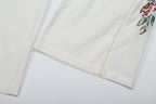 Women's Striped Embroidered Straight-Leg Trousers